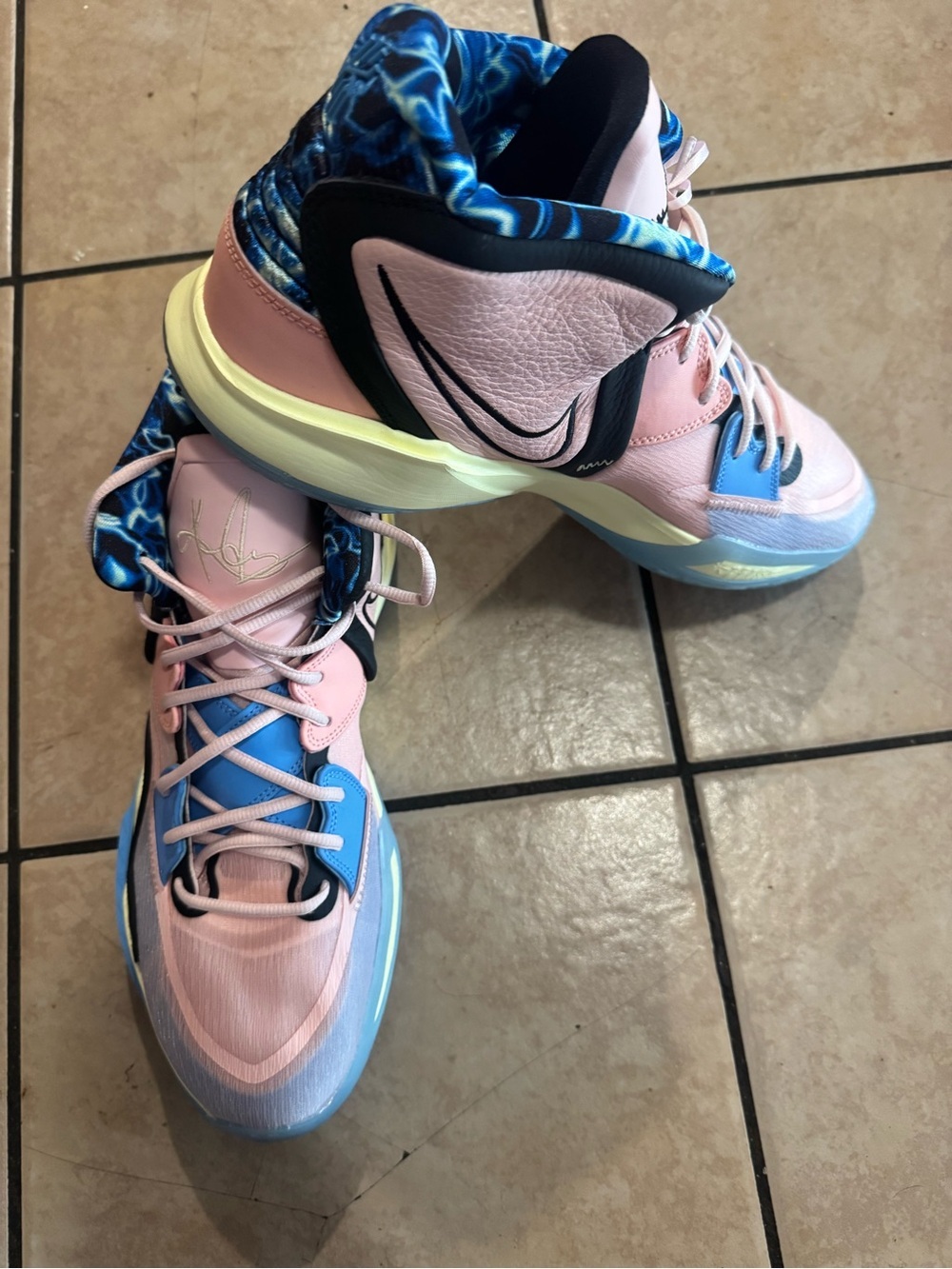 Nike Pink and Blue Men’s Athletic Basketball Shoes
